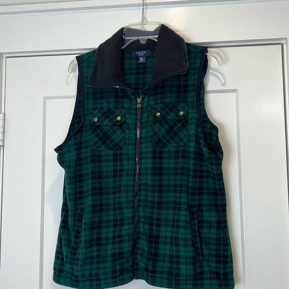 Chaps Jackets & Blazers - Chaps Green and Black Plaid Vest size P/XL.